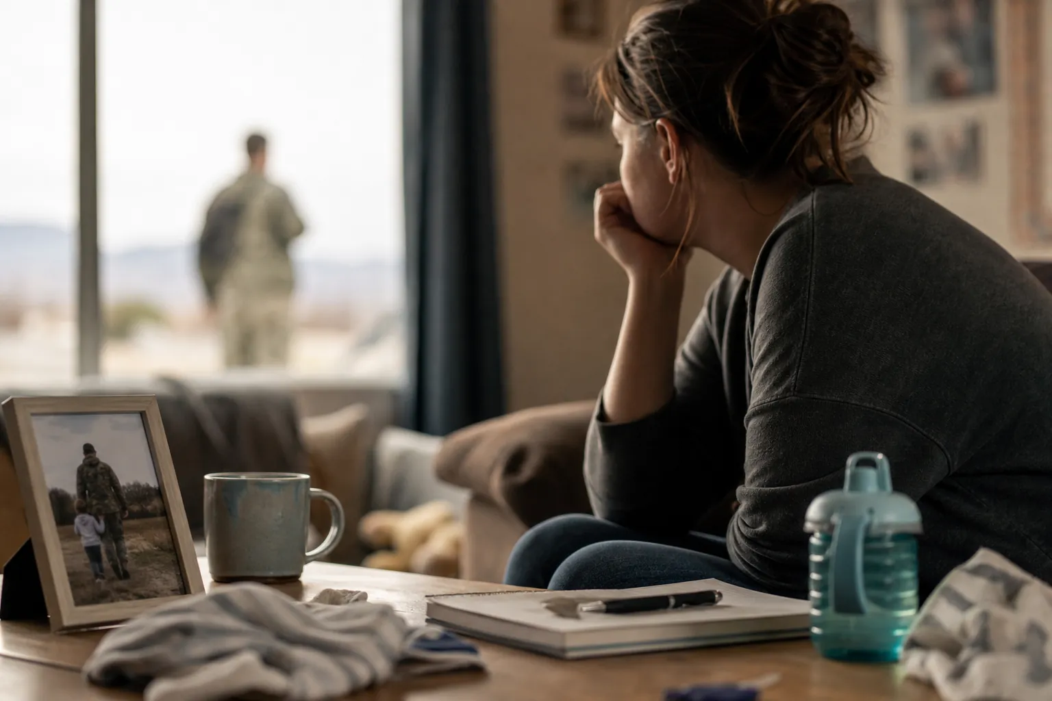 Editorial illustration of Why military spouses may face unique substance use risks in New Mexico