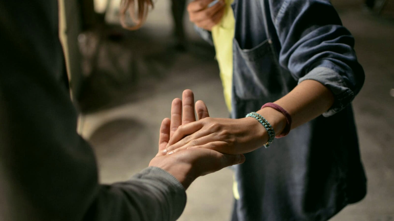 Two adults connecting during a supportive conversation