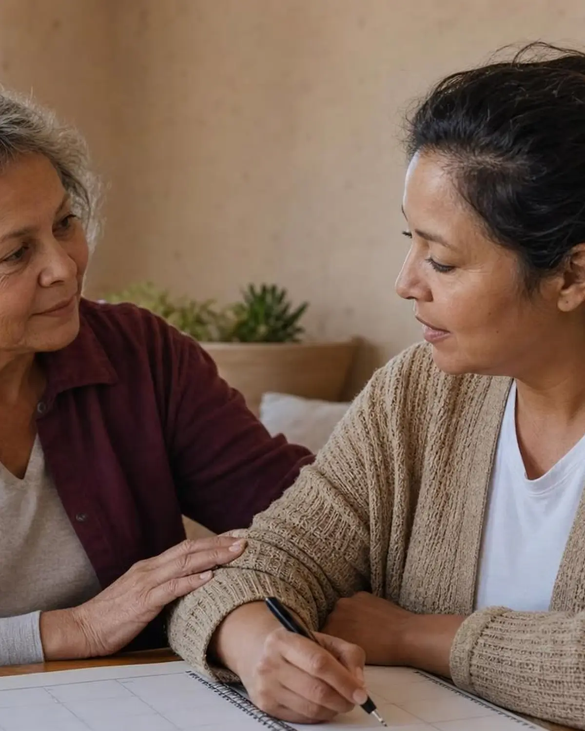 Supportive recovery scene illustrating anxiety and substance use