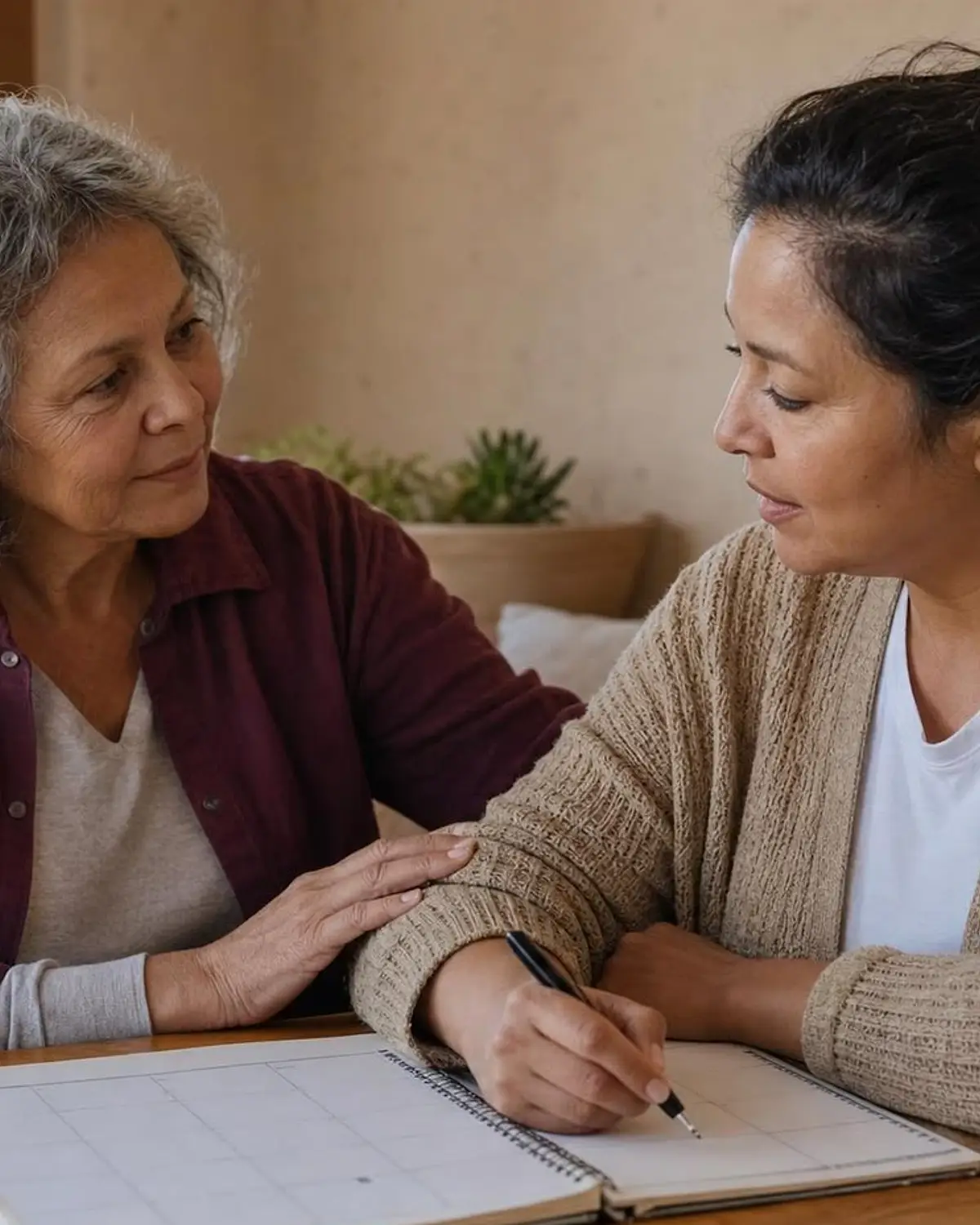 Supportive recovery scene illustrating clonazepam (klonopin) and addiction