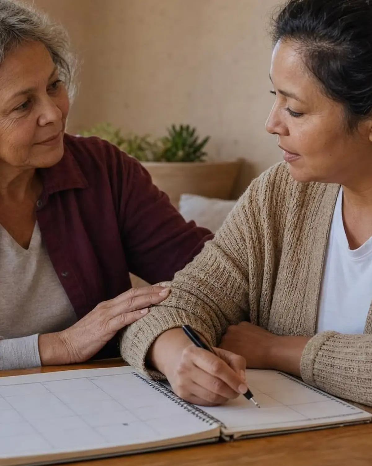 Supportive recovery scene illustrating cognitive behavioral therapy