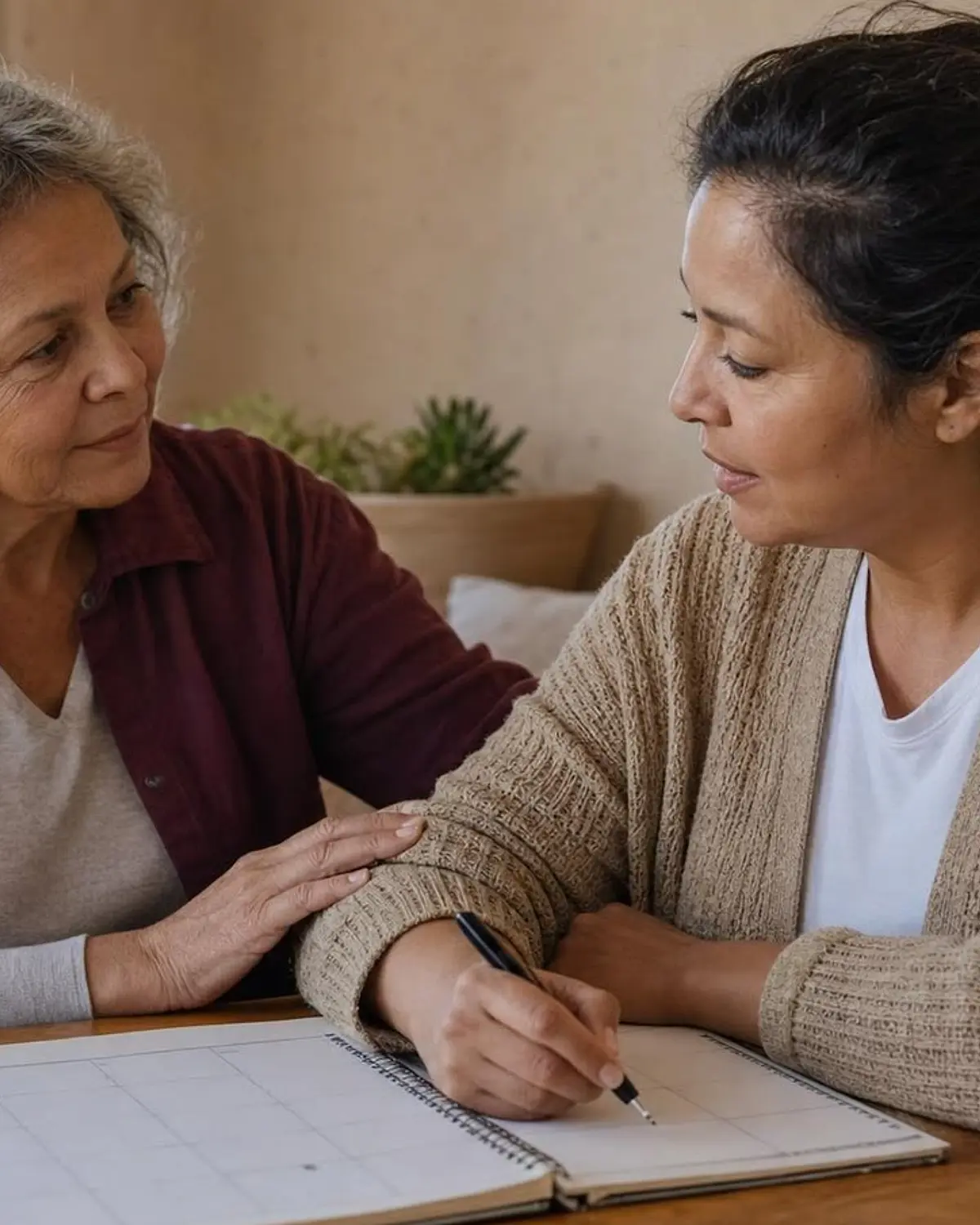 Supportive recovery scene illustrating contact choice recovery path