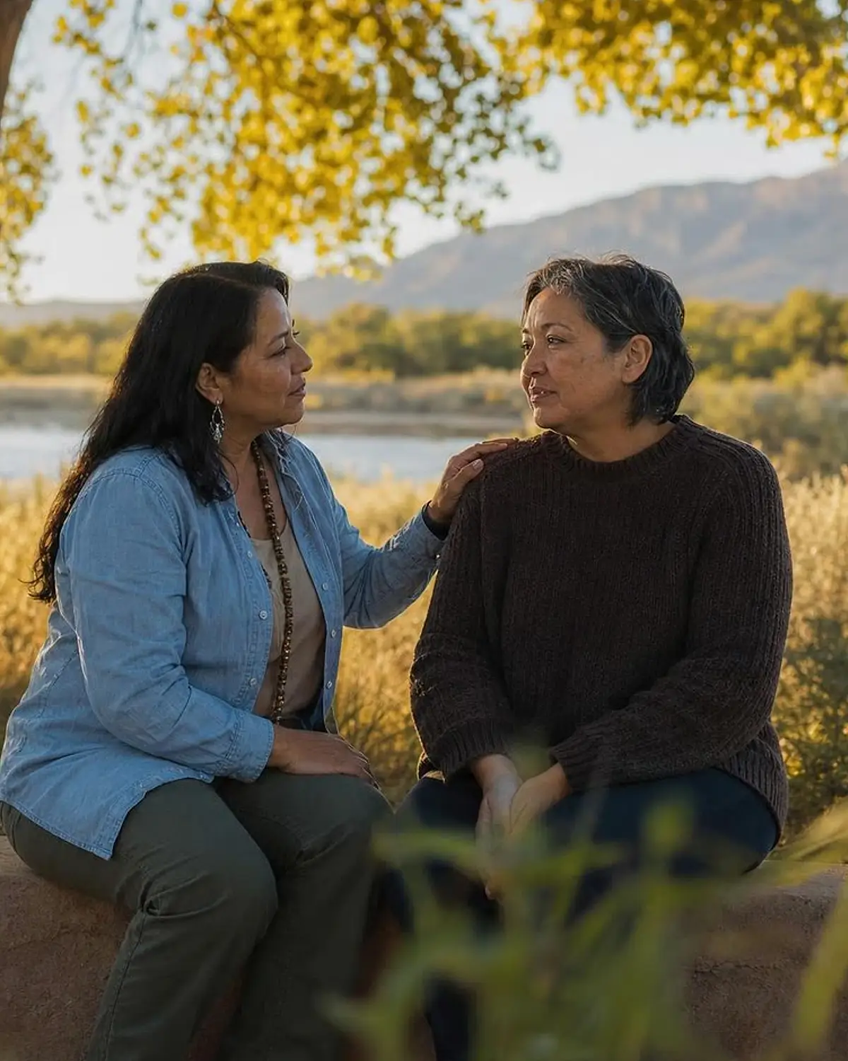 Supportive recovery talk representing group therapy questions from Los Lunas, NM before travel to Albuquerque