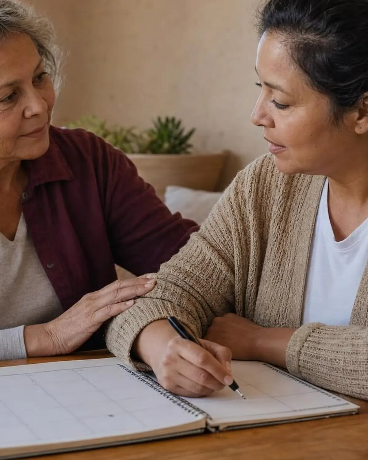 Supportive recovery scene illustrating insurance questions