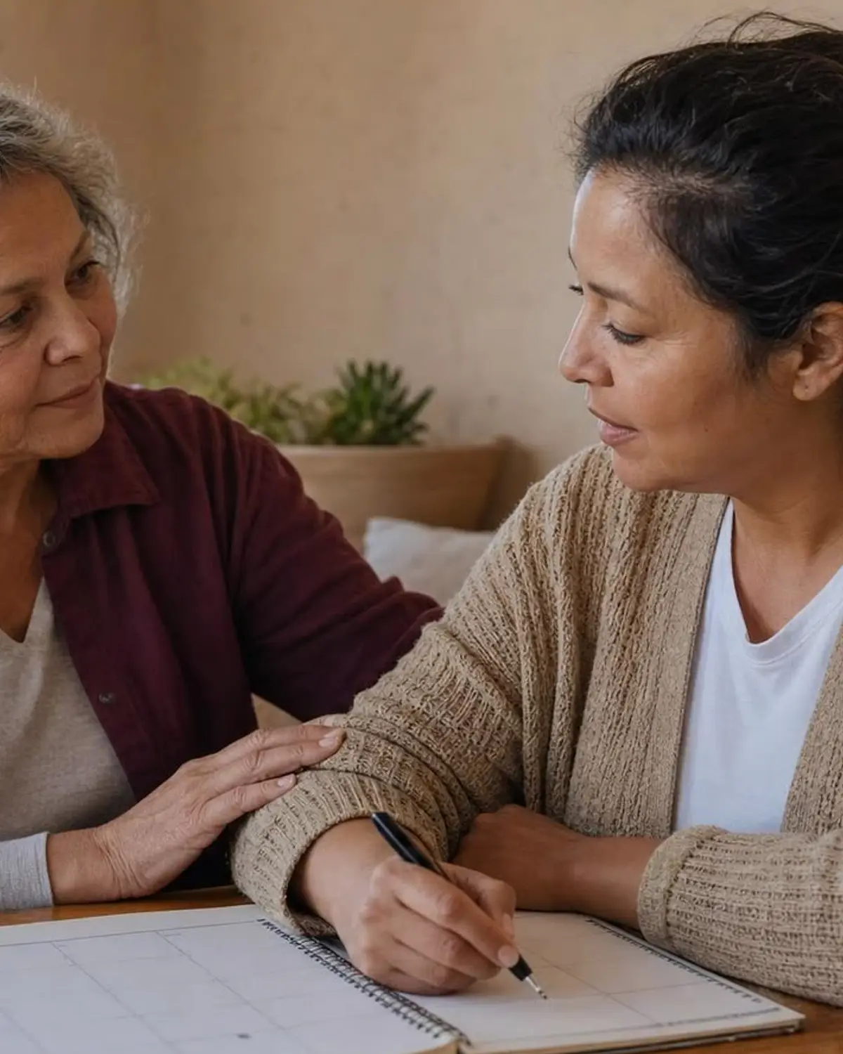 Supportive recovery scene illustrating lorazepam (ativan) and addiction