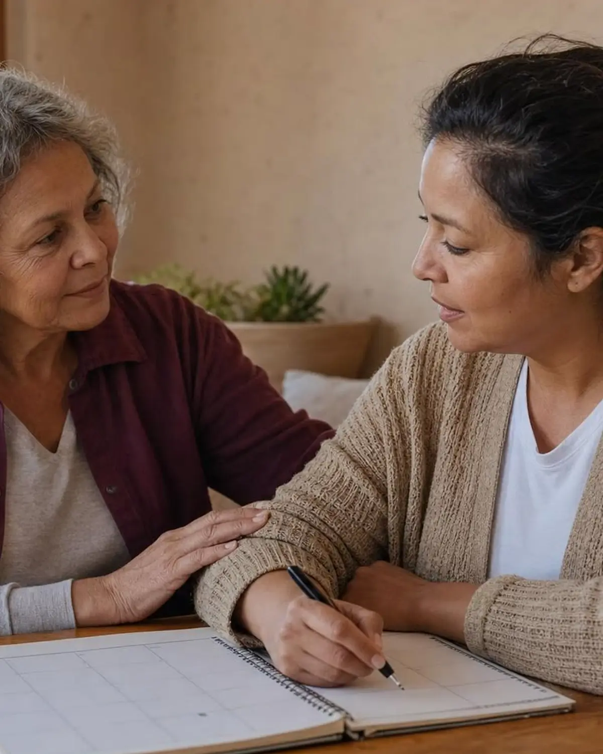 Supportive recovery scene illustrating motivational interviewing