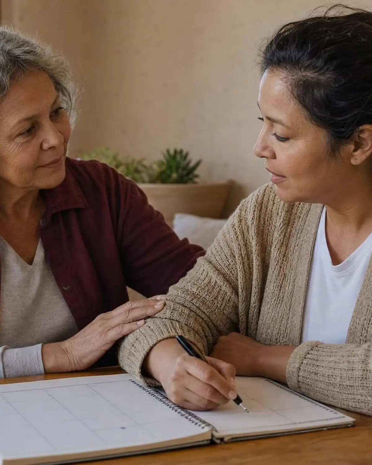 Supportive recovery scene illustrating panic symptoms and substance use