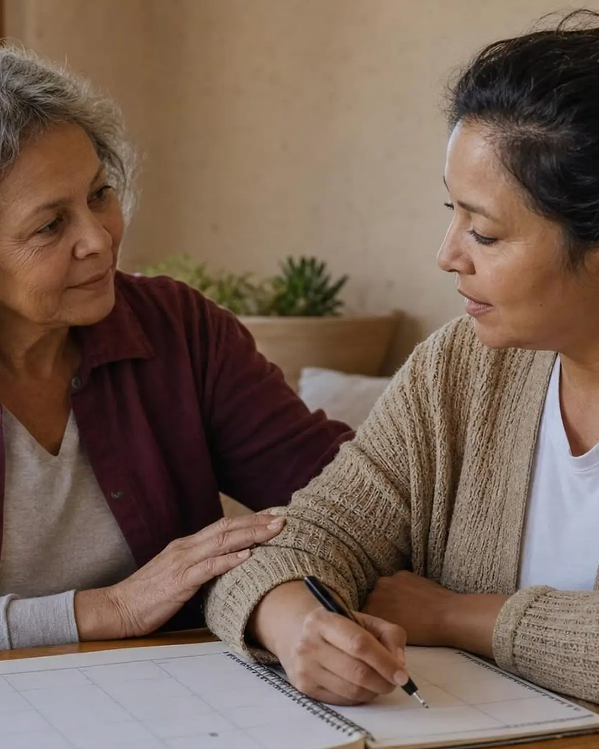 Supportive recovery scene illustrating percocet and addiction
