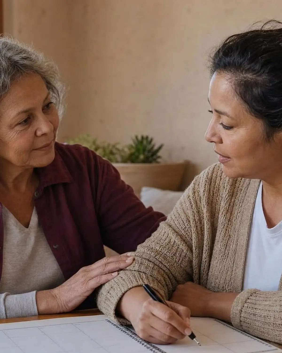 Supportive recovery scene illustrating physician referral resources