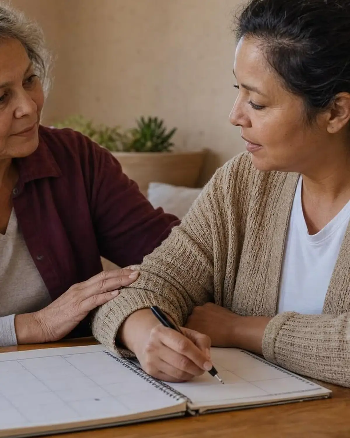 Supportive recovery scene illustrating prescription pain relievers and addiction