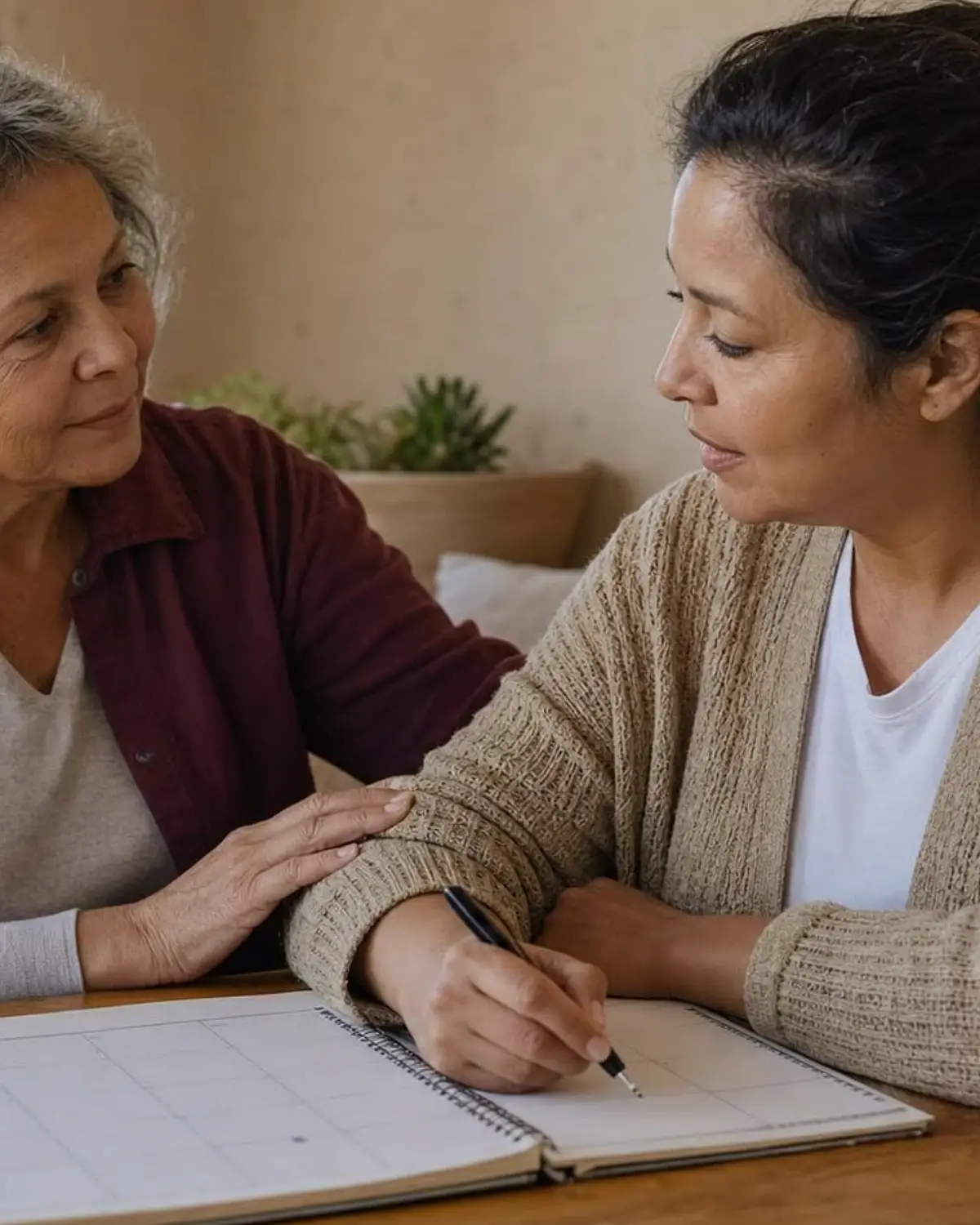 Supportive recovery scene illustrating questions about medication services