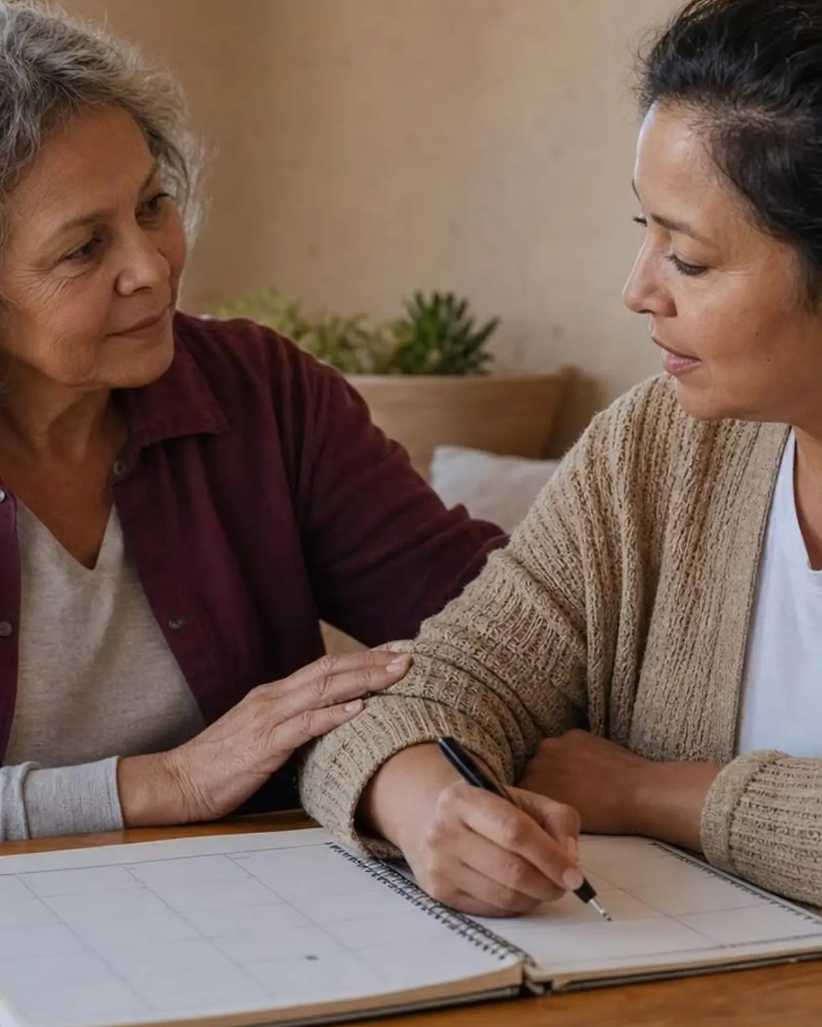 Supportive recovery scene illustrating questions about program fit