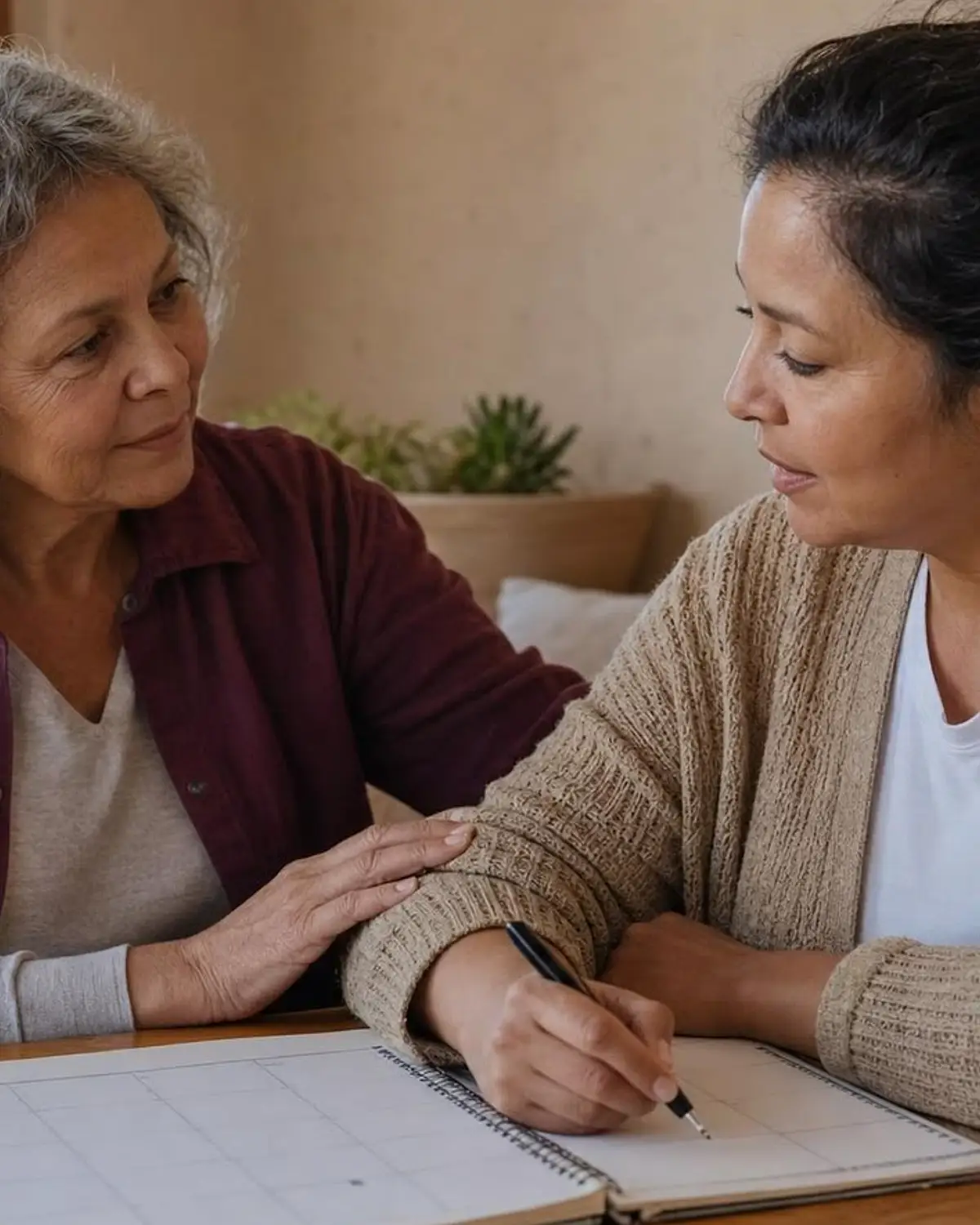 Supportive recovery scene illustrating questions for the treatment team