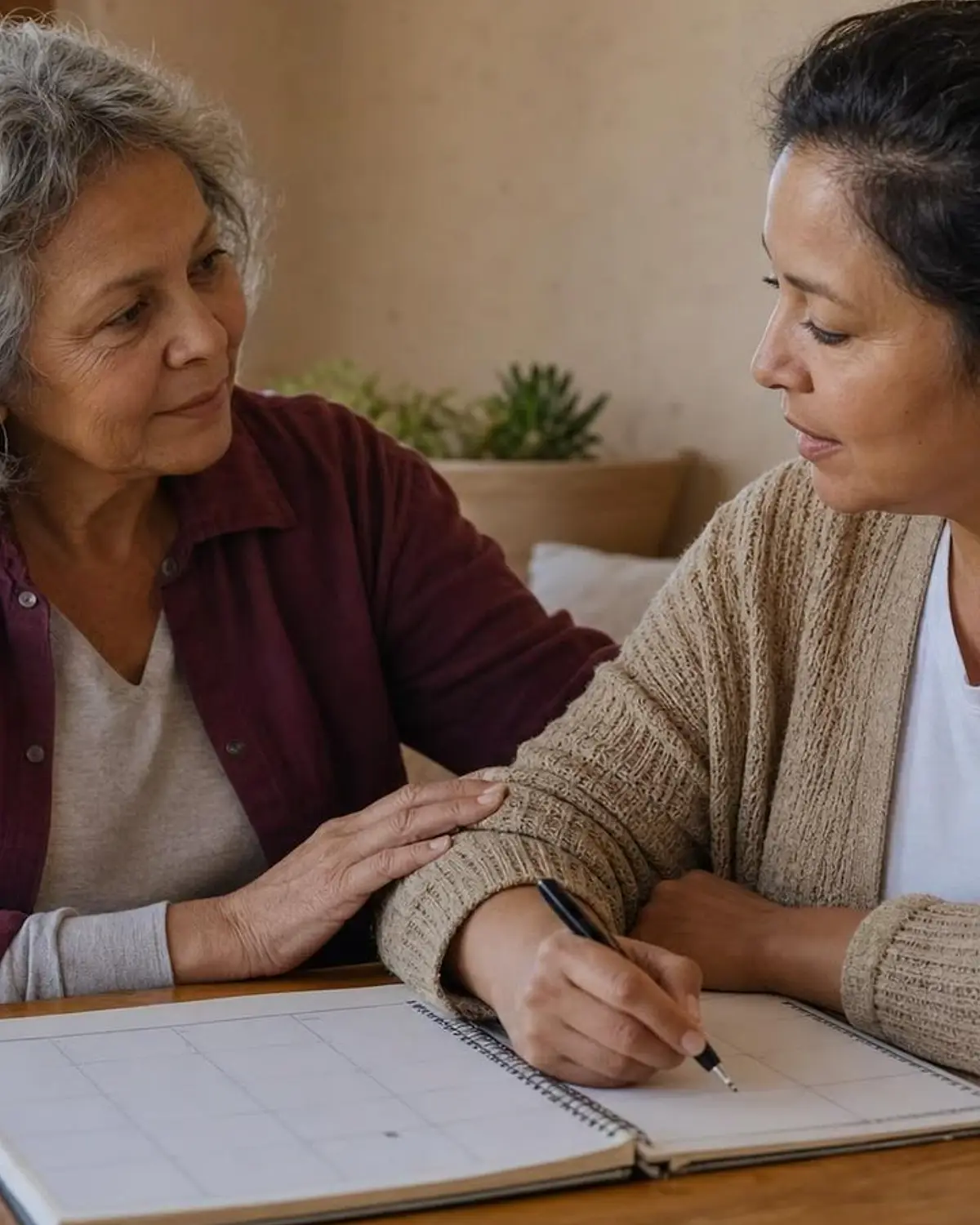Supportive recovery scene illustrating school referral resources