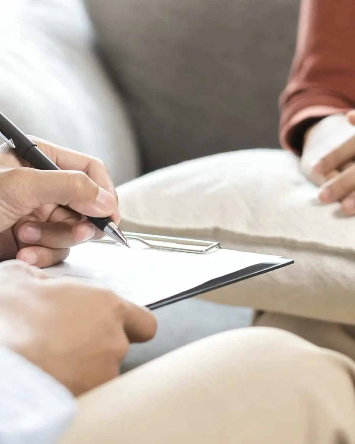 Supportive recovery scene illustrating treatment decision center